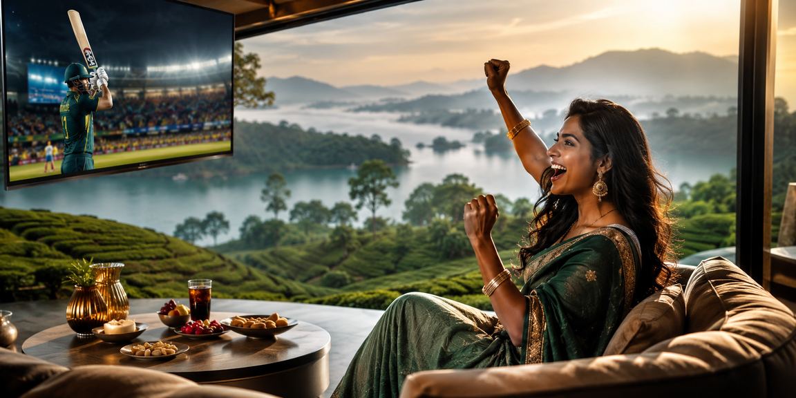 Enjoying cricket betting on mobile in a tea garden in Rangamati